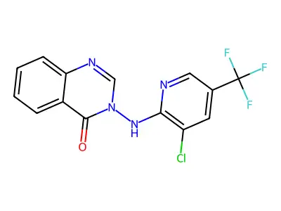 3-{[3-chloro-5-(trifluoromethyl)-2-pyridinyl]amino}-4(3H)-quinazolinone structure