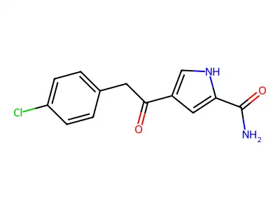4-[2-(4-chlorophenyl)acetyl]-1H-pyrrole-2-carboxamide structure
