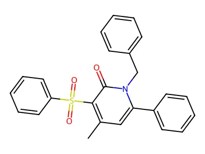 1-benzyl-4-methyl-6-phenyl-3-(phenylsulfonyl)-2(1H)-pyridinone structure