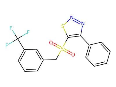 4-Phenyl-5-{[3-(trifluoromethyl)benzyl]sulfonyl}-1,2,3-thiadiazole structure