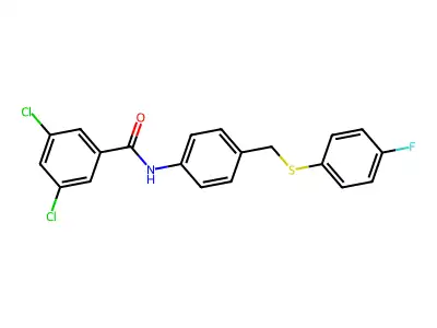 3,5-dichloro-N-(4-{[(4-fluorophenyl)sulfanyl]methyl}phenyl)benzenecarboxamide structure