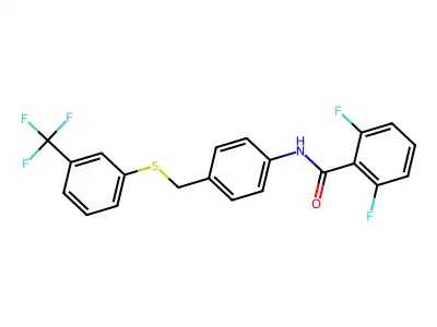 2,6-difluoro-N-[4-[[3-(trifluoromethyl)phenyl]sulfanylmethyl]phenyl]benzamide structure