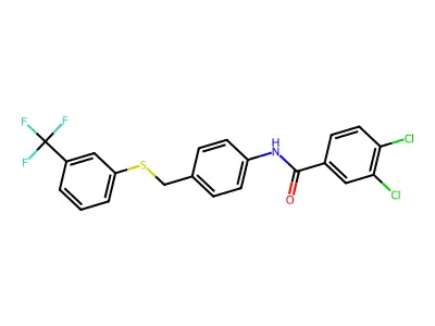 3,4-dichloro-N-[4-[[3-(trifluoromethyl)phenyl]sulfanylmethyl]phenyl]benzamide structure