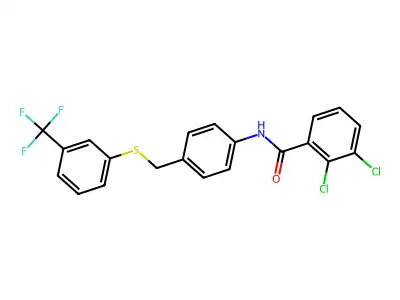 2,3-dichloro-N-[4-[[3-(trifluoromethyl)phenyl]sulfanylmethyl]phenyl]benzamide structure