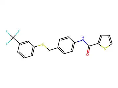 N-[4-({[3-(trifluoromethyl)phenyl]sulfanyl}methyl)phenyl]-2-thiophenecarboxamide structure