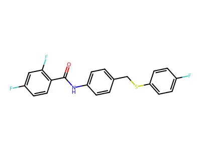 2,4-difluoro-N-(4-{[(4-fluorophenyl)sulfanyl]methyl}phenyl)benzenecarboxamide structure