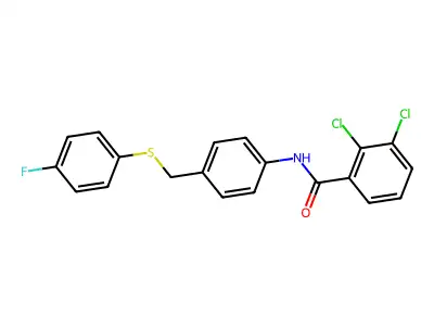 2,3-dichloro-N-(4-{[(4-fluorophenyl)sulfanyl]methyl}phenyl)benzenecarboxamide structure