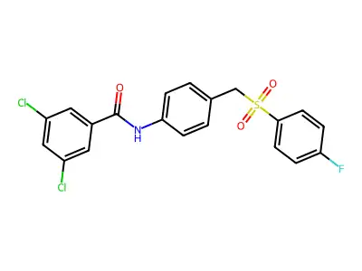 3,5-dichloro-N-[4-[(4-fluorophenyl)sulfonylmethyl]phenyl]benzamide structure