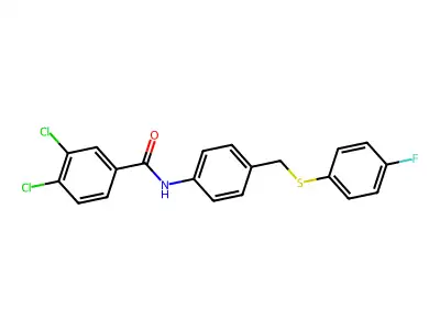 3,4-dichloro-N-(4-{[(4-fluorophenyl)sulfanyl]methyl}phenyl)benzenecarboxamide structure
