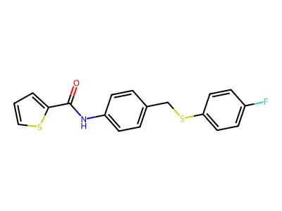 N-(4-{[(4-fluorophenyl)sulfanyl]methyl}phenyl)-2-thiophenecarboxamide structure