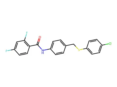 N-(4-{[(4-chlorophenyl)sulfanyl]methyl}phenyl)-2,4-difluorobenzenecarboxamide structure