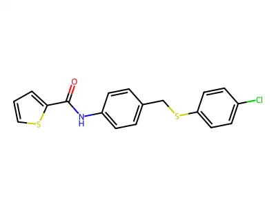N-(4-{[(4-chlorophenyl)sulfanyl]methyl}phenyl)-2-thiophenecarboxamide structure