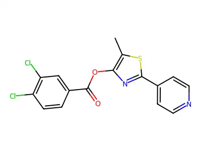 5-Methyl-2-(4-pyridinyl)-1,3-thiazol-4-yl 3,4-dichlorobenzenecarboxylate structure