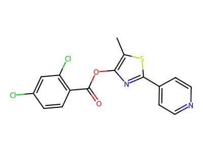5-Methyl-2-(4-pyridinyl)-1,3-thiazol-4-yl 2,4-dichlorobenzenecarboxylate structure