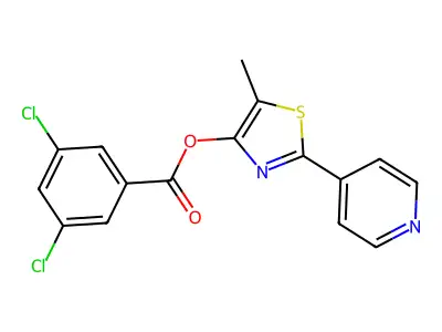 5-Methyl-2-(4-pyridinyl)-1,3-thiazol-4-yl 3,5-dichlorobenzenecarboxylate structure
