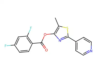 5-Methyl-2-(4-pyridinyl)-1,3-thiazol-4-yl 2,4-difluorobenzenecarboxylate structure