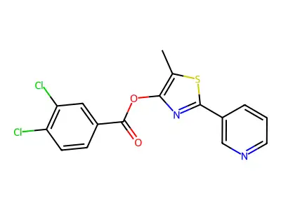 5-Methyl-2-(3-pyridinyl)-1,3-thiazol-4-yl 3,4-dichlorobenzenecarboxylate structure