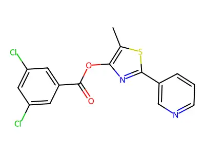 5-Methyl-2-(3-pyridinyl)-1,3-thiazol-4-yl 3,5-dichlorobenzenecarboxylate structure