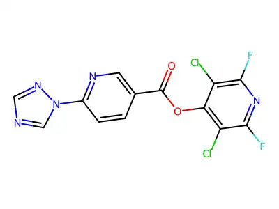 3,5-dichloro-2,6-difluoro-4-pyridinyl 6-(1H-1,2,4-triazol-1-yl)nicotinate structure
