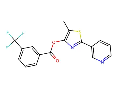 5-Methyl-2-(3-pyridinyl)-1,3-thiazol-4-yl 3-(trifluoromethyl)benzenecarboxylate structure