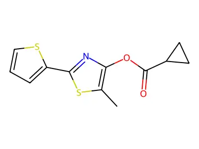 5-Methyl-2-(2-thienyl)-1,3-thiazol-4-yl cyclopropanecarboxylate structure