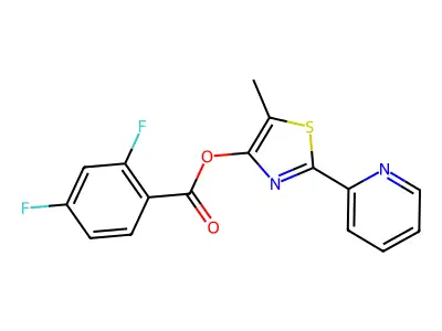 5-Methyl-2-(2-pyridinyl)-1,3-thiazol-4-yl 2,4-difluorobenzenecarboxylate structure