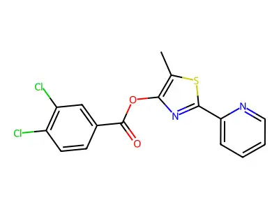5-Methyl-2-(2-pyridinyl)-1,3-thiazol-4-yl 3,4-dichlorobenzenecarboxylate structure