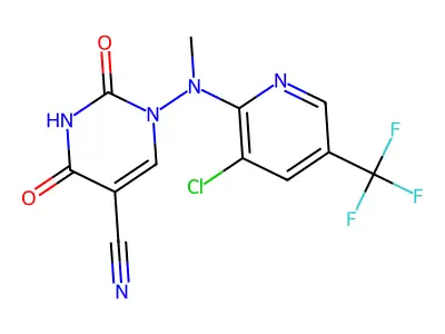 1-[[3-chloro-5-(trifluoromethyl)-2-pyridinyl](methyl)amino]-2,4-dioxo-1,2,3,4-tetrahydro-5-pyrimidinecarbonitrile structure