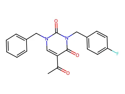 5-acetyl-1-benzyl-3-(4-fluorobenzyl)-2,4(1H,3H)-pyrimidinedione structure