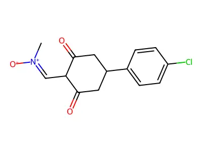 1-[4-(4-chlorophenyl)-2,6-dioxocyclohexyl]-N-methylmethanimine oxide structure