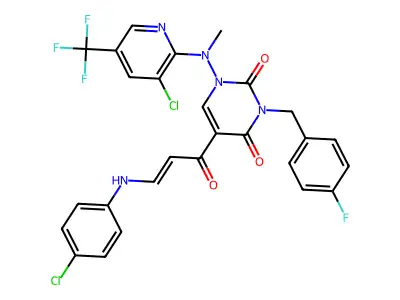 5-[3-(4-chloroanilino)acryloyl]-1-[[3-chloro-5-(trifluoromethyl)-2-pyridinyl](methyl)amino]-3-(4-fluorobenzyl)-2,4(1H,3H)-pyrimidinedione structure