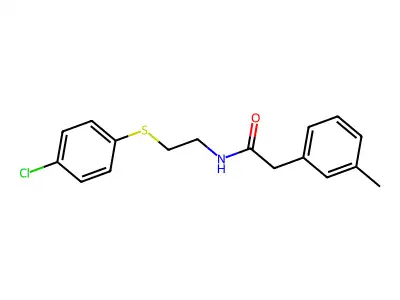 N-(2-((4-Chlorophenyl)sulfanyl)ethyl)-2-(3-methylphenyl)acetamide structure