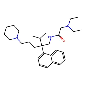 2-(diethylamino)-N-(2-naphthalen-1-yl-5-piperidin-1-yl-2-propan-2-ylpentyl)acetamide structure