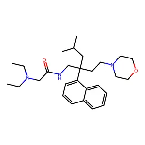 2-(diethylamino)-N-[4-methyl-2-(2-morpholin-4-ylethyl)-2-naphthalen-1-ylpentyl]acetamide structure