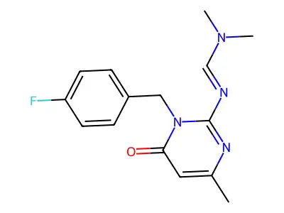 N'-[1-[(4-fluorophenyl)methyl]-4-methyl-6-oxopyrimidin-2-yl]-N,N-dimethylmethanimidamide structure