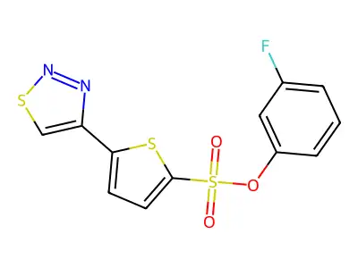 3-Fluorophenyl 5-(1,2,3-thiadiazol-4-yl)-2-thiophenesulfonate structure