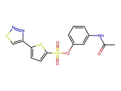 3-(Acetylamino)phenyl 5-(1,2,3-thiadiazol-4-yl)-2-thiophenesulfonate structure