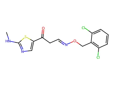 3-[(2,6-dichlorophenyl)methoxyimino]-1-[2-(methylamino)-1,3-thiazol-5-yl]propan-1-one structure