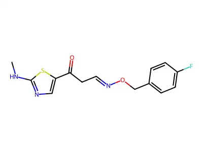 3-[(4-fluorophenyl)methoxyimino]-1-[2-(methylamino)-1,3-thiazol-5-yl]propan-1-one structure