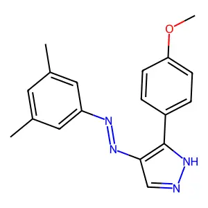 3-(4-methoxyphenyl)-4H-pyrazol-4-one N-(3,5-dimethylphenyl)hydrazone structure
