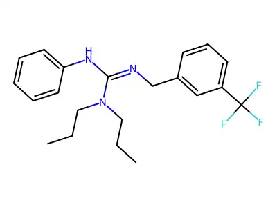 N''-phenyl-N,N-dipropyl-N'-[3-(trifluoromethyl)benzyl]guanidine structure