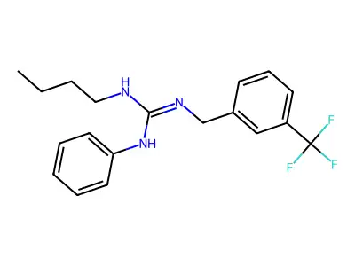 N-butyl-N''-phenyl-N'-[3-(trifluoromethyl)benzyl]guanidine structure