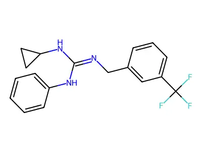 N-cyclopropyl-N''-phenyl-N'-[3-(trifluoromethyl)benzyl]guanidine structure