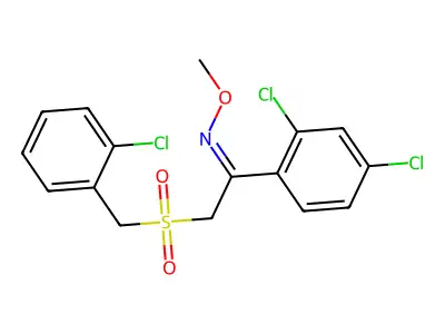2-[(2-chlorophenyl)methylsulfonyl]-1-(2,4-dichlorophenyl)-N-methoxyethanimine structure