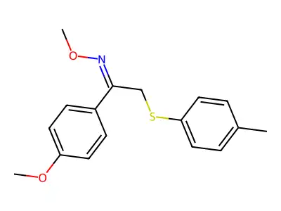 N-methoxy-1-(4-methoxyphenyl)-2-(4-methylphenyl)sulfanylethanimine structure