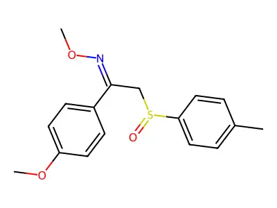 N-methoxy-1-(4-methoxyphenyl)-2-(4-methylphenyl)sulfinylethanimine structure