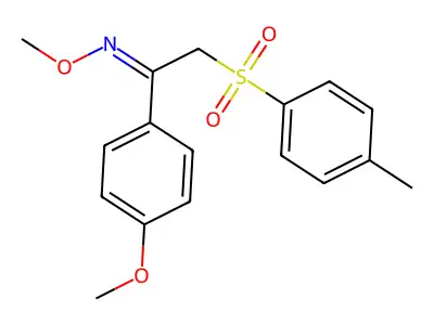 N-methoxy-1-(4-methoxyphenyl)-2-(4-methylphenyl)sulfonylethanimine structure