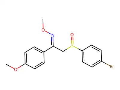 2-(4-bromophenyl)sulfinyl-N-methoxy-1-(4-methoxyphenyl)ethanimine structure