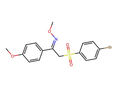2-(4-bromophenyl)sulfonyl-N-methoxy-1-(4-methoxyphenyl)ethanimine structure