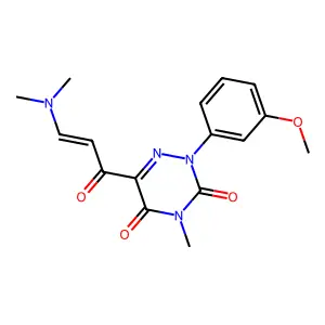 6-[3-(dimethylamino)prop-2-enoyl]-2-(3-methoxyphenyl)-4-methyl-1,2,4-triazine-3,5-dione structure